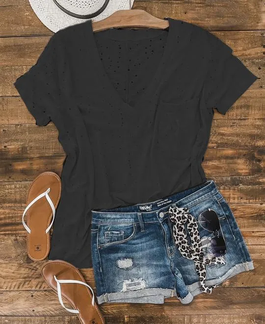 Distressed Boyfriend Tee - Black